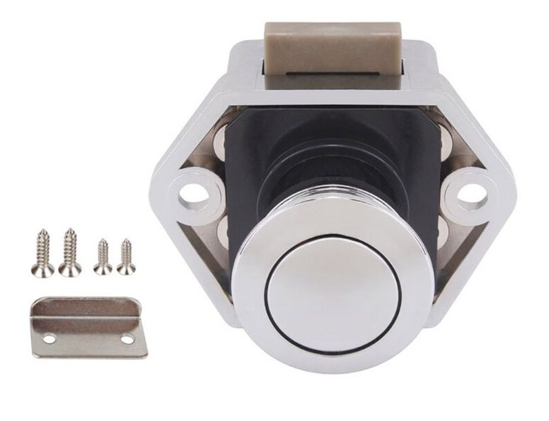 20 Pcs / box Diameter 20 mm Camper Car Push Lock RV Caravan Boat Drawer Latch Button Locks For Furniture Hardware: Chrome