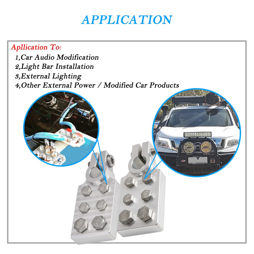 1 Pair Multi-Connection Aluminum Marine Battery Terminals Flat Battery Clamps Lead Fit 4/0 Awg Lugs Positive Negative