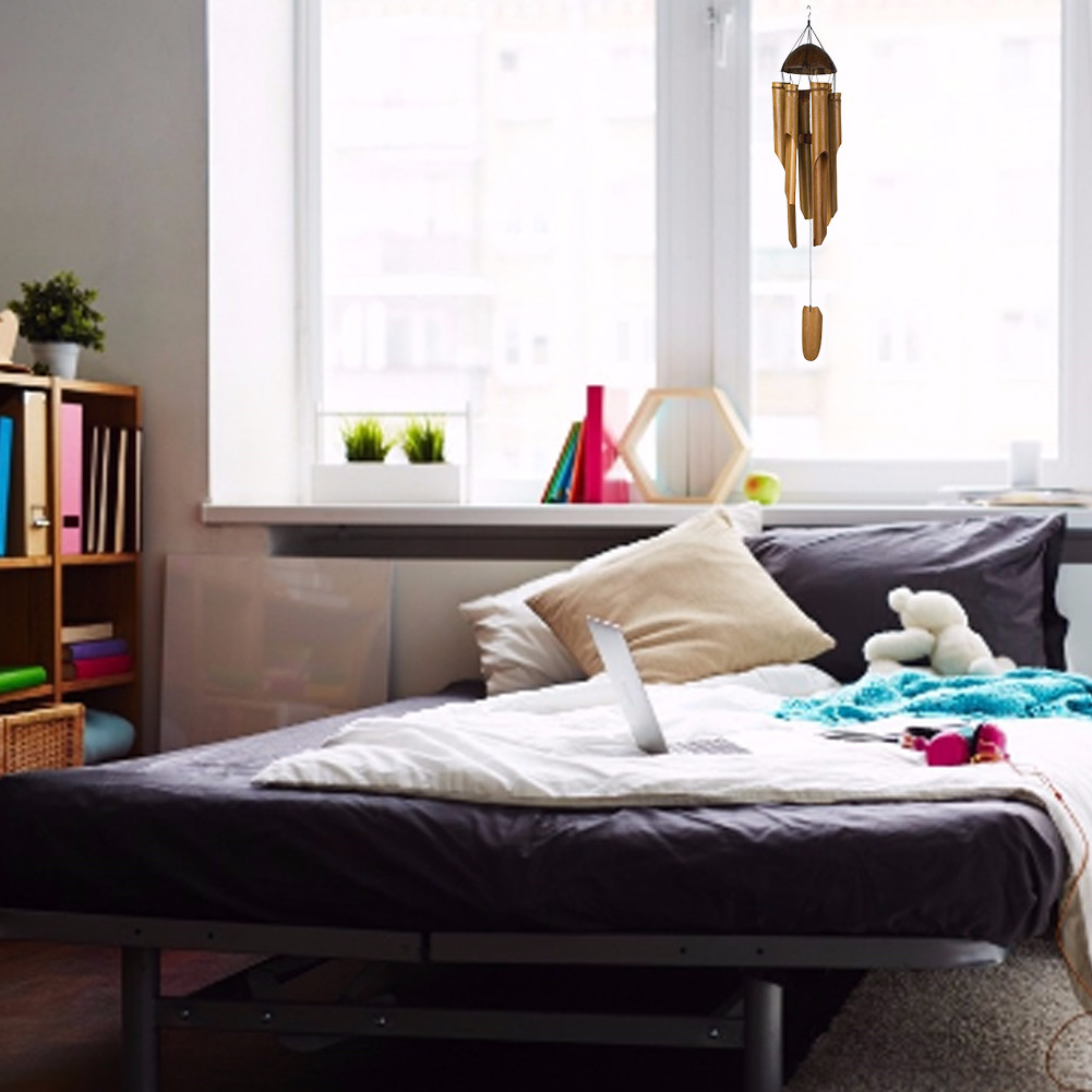 Bamboo Wind Chimes Big Bell Tube Coconut Wood Handmade Indoor and Outdoor Wall Hanging Wind Chime Decorations