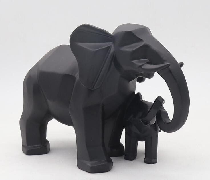 Guld moderne geometriske guld elefant harpiks boligindretning tilbehør håndværk til skulptur statue ornamenter mor og barn: S