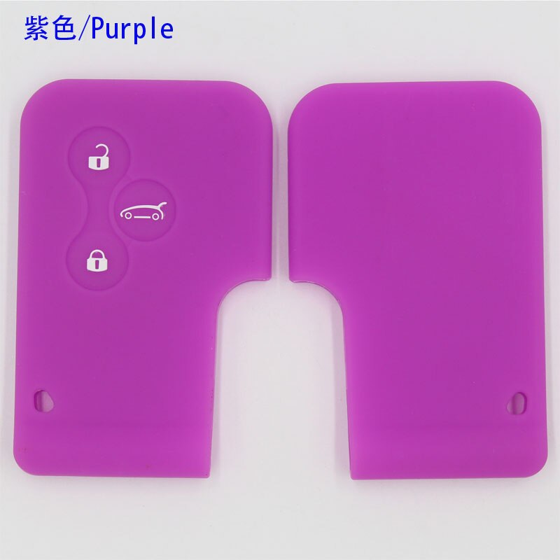 Funda de goma de silicona para llave de coche, para Renault Megane R.S. Scenic 3 botón tarjeta llave funda carcasa: Morado