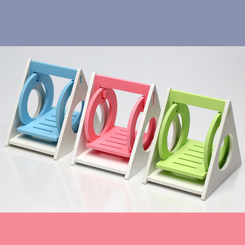 Cage à jouets en bois pour animaux domestiques, Hamster, écureuil, petite balançoire, décoration de jouets colorés, maison suspendue