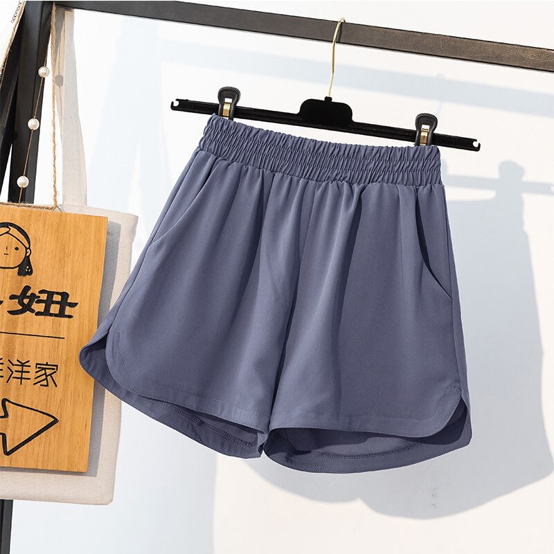 Unihousut naisten joustava vyötärö plus koko 6xl löysät pyjamahousut naisten kehonrakennus kiinteät yksinkertaiset hengittävät kotivaatteet shortsit: Sininen / 5xl