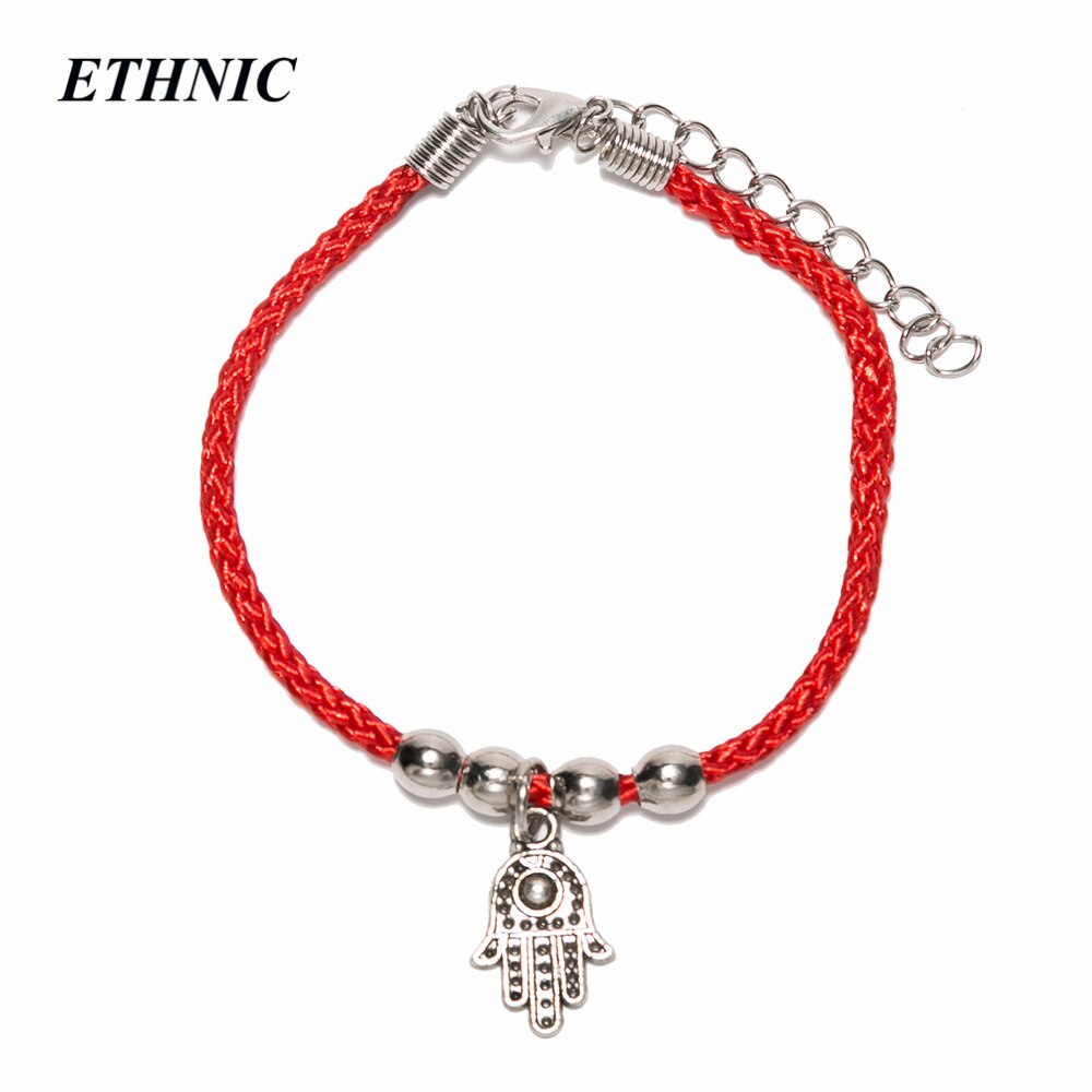 1 pcs Vintage Charm Olifant Hand Infinity Rode Draad String Armband Voor Vrouwen Mannen Met Extension P