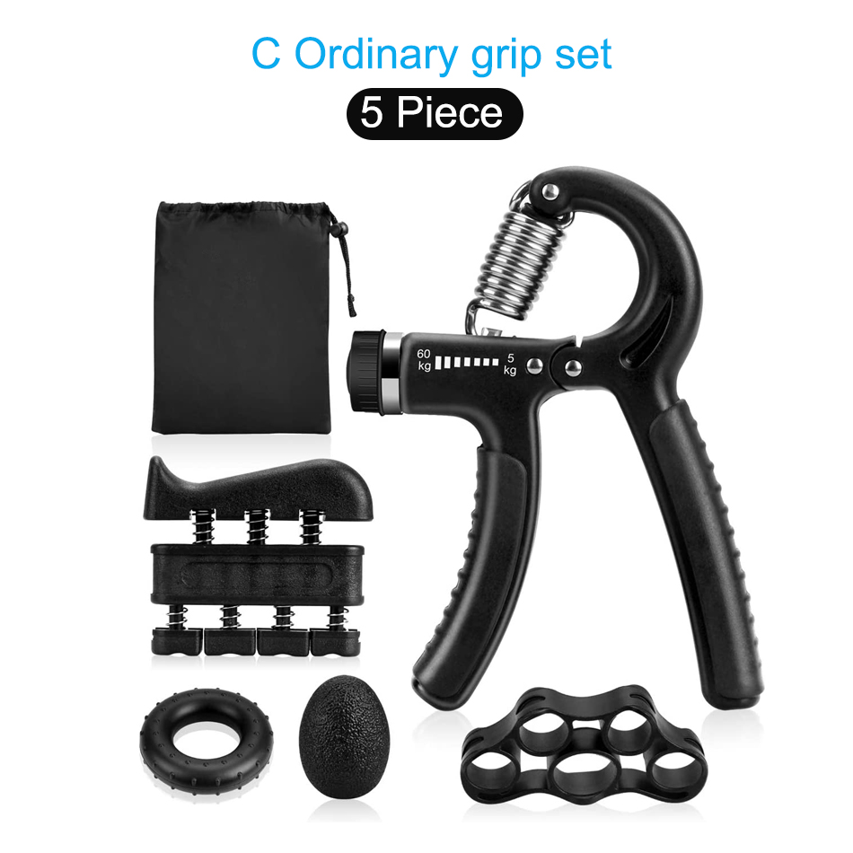 Worthdefence 5-60Kg Adjustable Hand Grip Men Countable Finger Strengther Heavy Exerciser Home Fitness Muscle Recovery Gripper: Normal Set Black