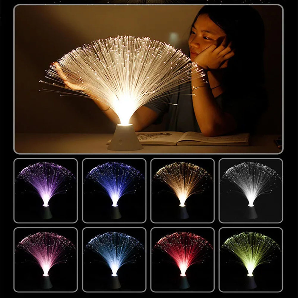 Luz LED de fibra óptica, iluminación nocturna de tres o nueve colores, lámpara de decoración, luces de ambiente de vacaciones
