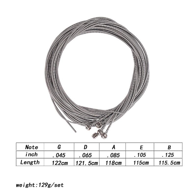 5 Pcs/Set Stainless Steel Bass Strings Gauge Guitar Parts Musical Instrument Accessories