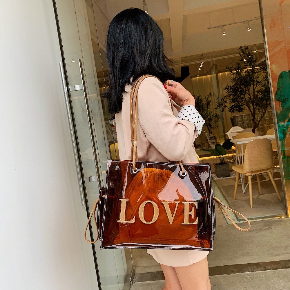 dame sacs à bandoulière transparents pour les femmes sac Transparent été plage sac grands fourre-tout dame voyage sacs à main grande capacité