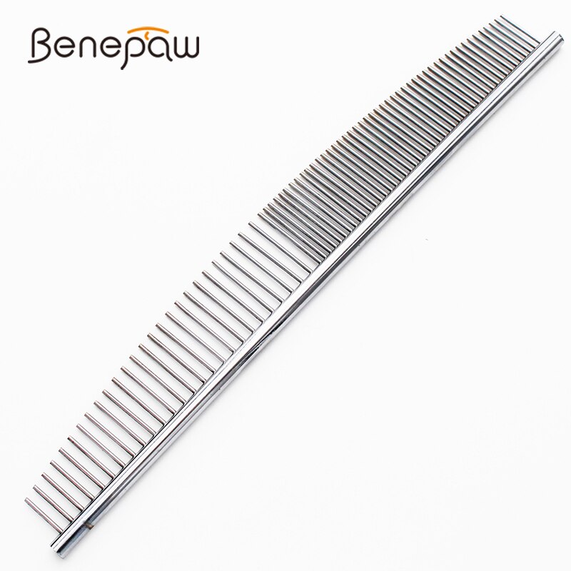 Benepaw Stainless Steel Arc Dog Comb Durable Safe Round Teeth Curved Grooming Pet Brush For Lose Hair Tangles Knots