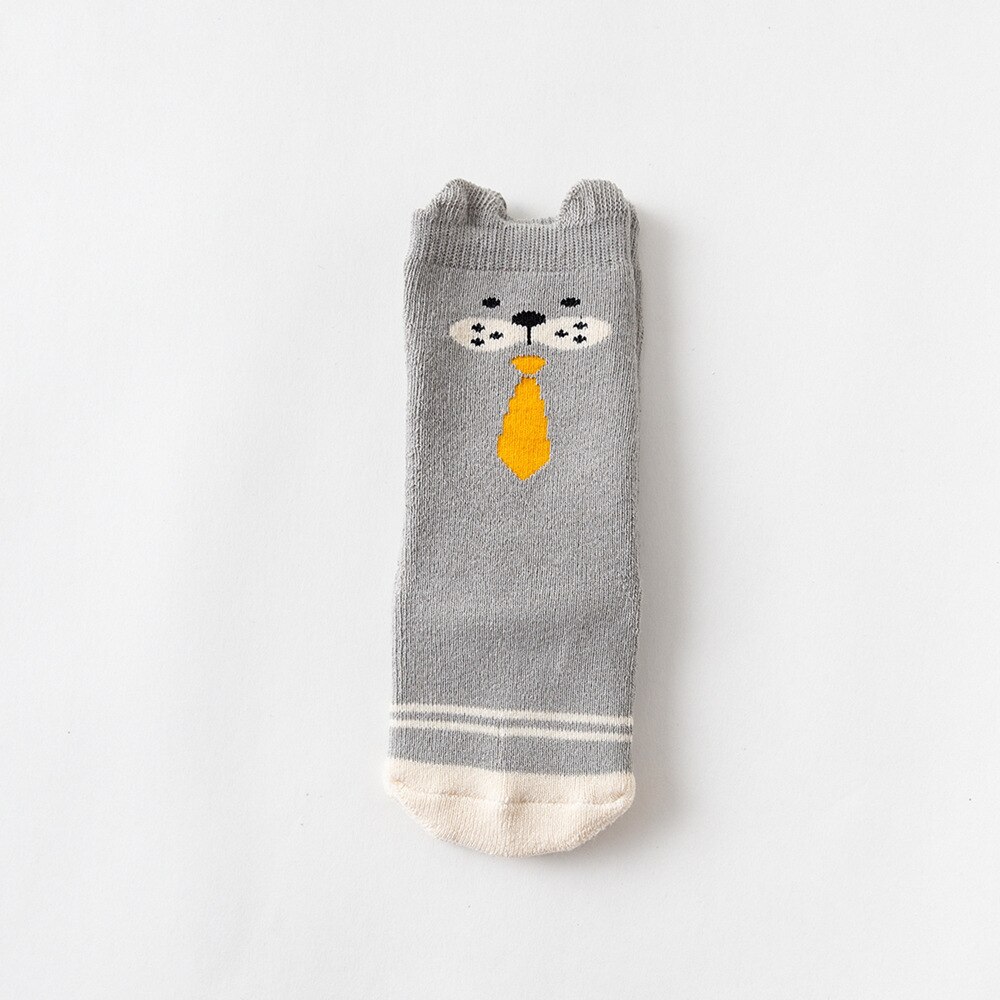 Calcetines largos de dibujos animados para recién nacidos, calcetín grueso para hacer Ballet, hasta la rodilla, 10 par/lote: Grey Dog / M 1-3Y