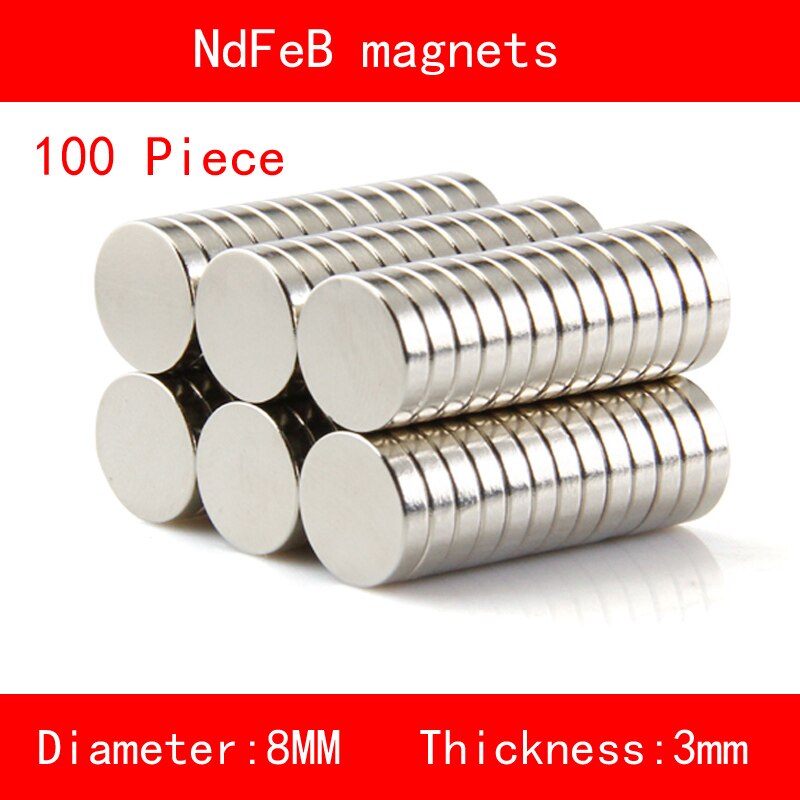 100 STKS diameter 8mm dikte 2mm 3mm n35 Zeldzame Aarde ndfeb Neodymium Magneet