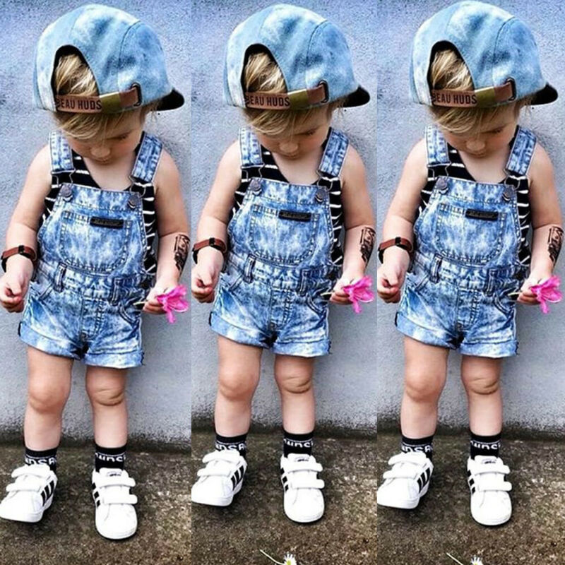 Kids Overalls Baby Boys Girls Denim Romper Jumper Bib Pants Overalls Outfits Blue Clothes