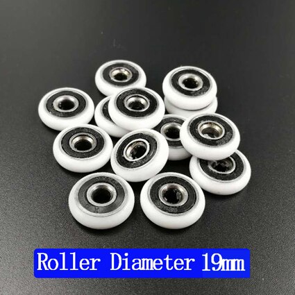 Roulette de porte de salle de bain, rouleau de porte de douche coulissante. diamètre extérieur 19mm/20mm/22mm/23mm/25mm/27mm, alésage du roulement 5mm.: Diamètre 19mm