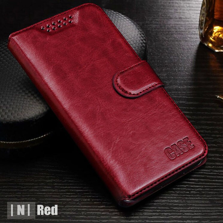 Lederen Case Voor Samsung J1 Flip Case Voor Samsung Galaxy J1 J120 J120F J1 (6) SM-J120F/DS 4.5 inch Telefoon Tassen: Red  INI