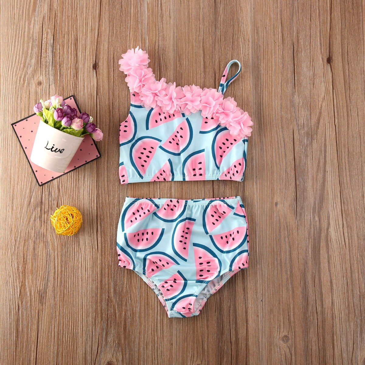 CANIS, bañador de verano para niños pequeños, niñas, sandía, Patchwork de flores, trajes de baño, traje de baño, bikini: 4 to 5 Years