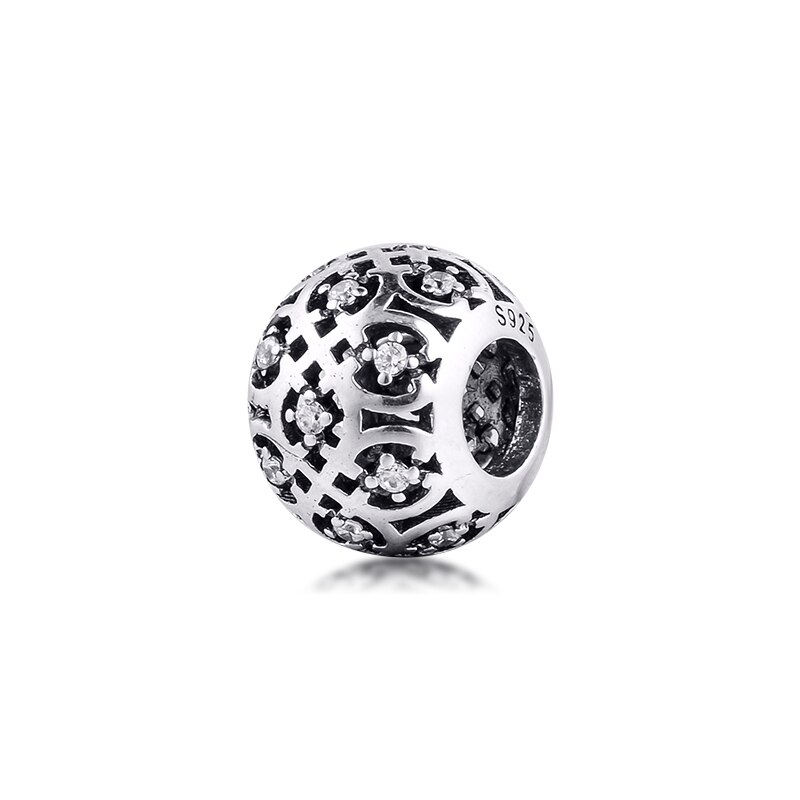Ckk 925 Sterling Zilver Sparkling Ananas, clear Cz Charm Kralen Voor Sieraden Maken Diy Voor Vrouwen Fit Charms Armband 02025: Intricate Lattice