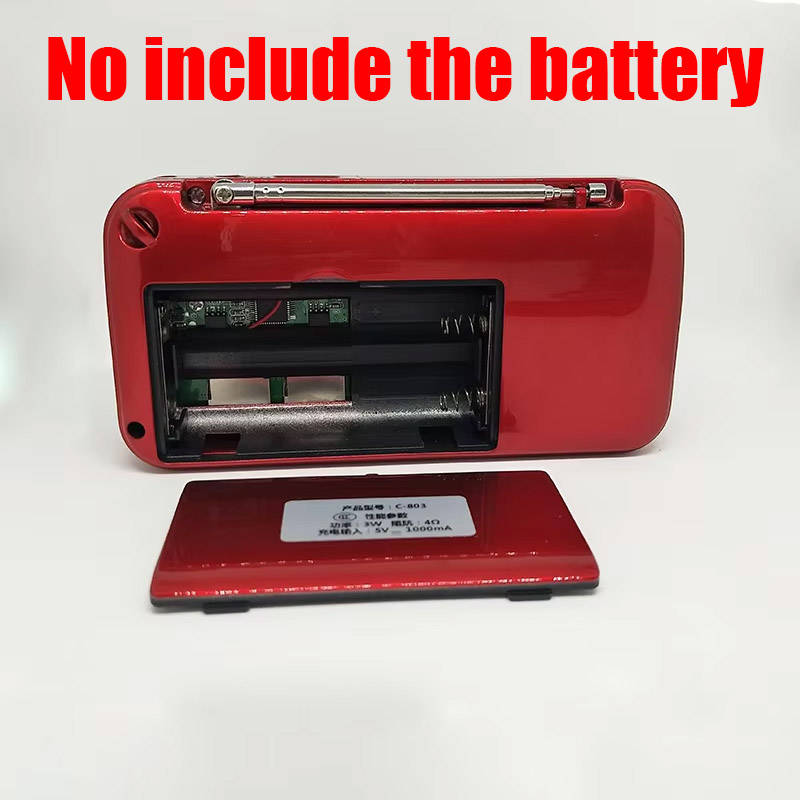 C-803 Altavoz Bluetooth compatible con 2 baterías 18650 Radio MP3 portátil Supergraves TF USB reproductor FM antorcha LED 3,5mm auriculares: Plata