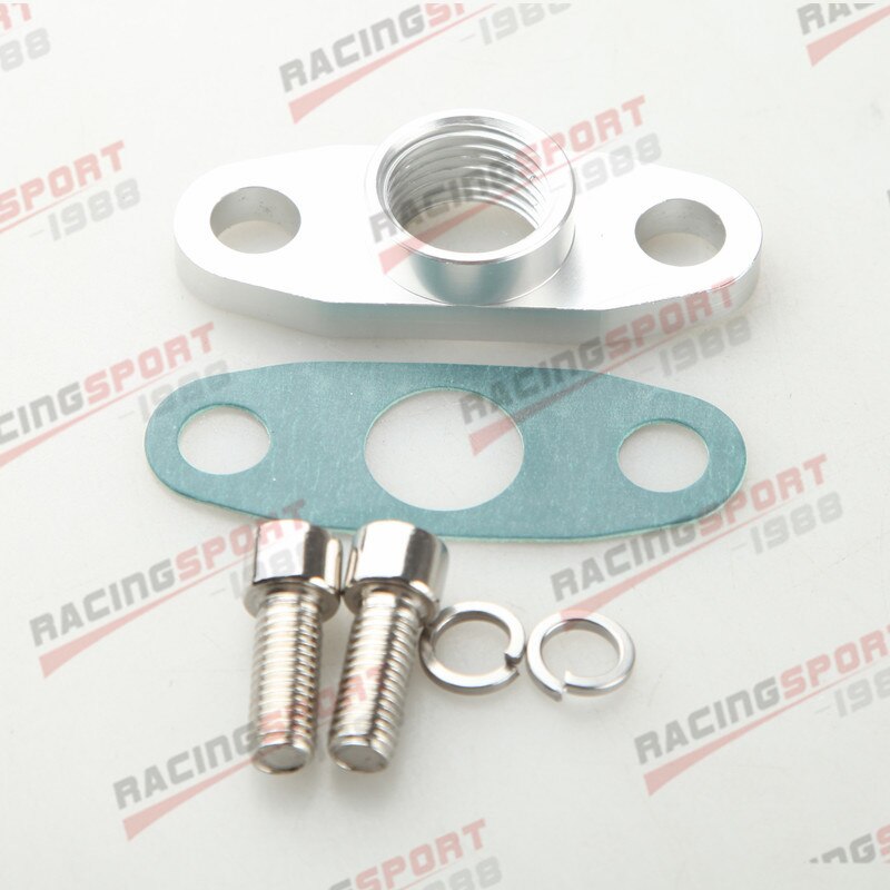 2PCS 1/2 NPT Female Aluminum Oil Drain Turbo Flange T3 T4 T04 GT40 GT55 Silver