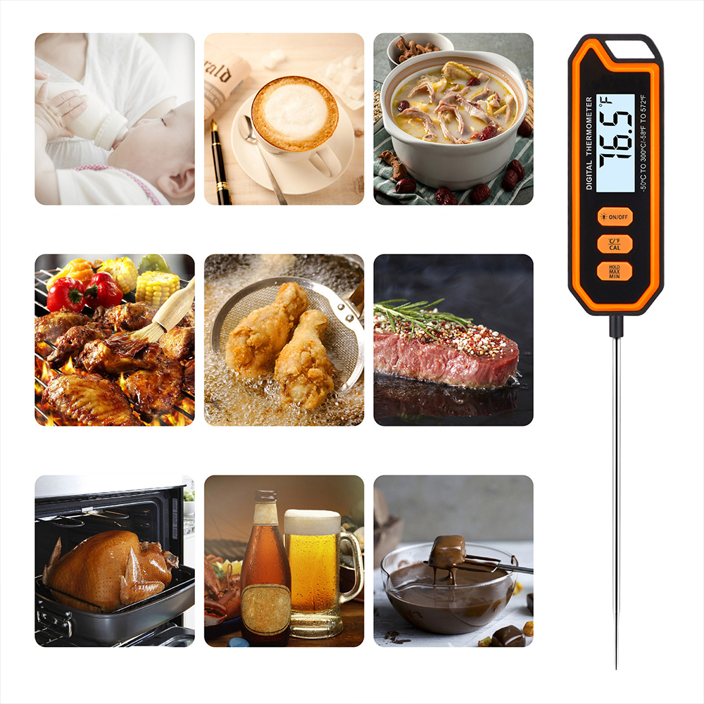 Fast Reading Kitchen Food Cooking Thermometer With Backlight Long Probe BBQ Meat Thermometer For Oven Milk