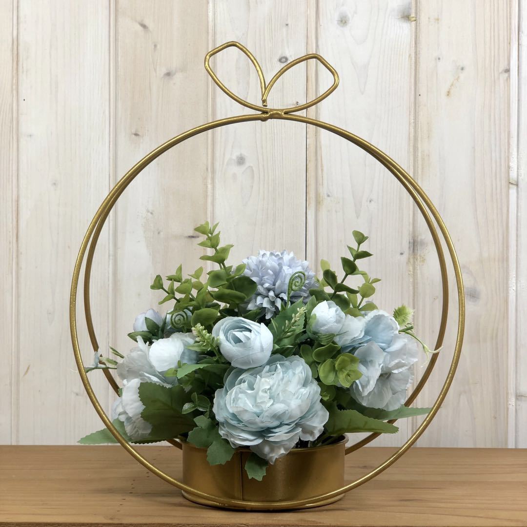 Cilected nordisch Künstliche Blume Hortensien Für Hochzeit Dekoration Schmiedeeisen Blume Rahmen Arrangieren Metall Band Kranz Dekor: A066R04