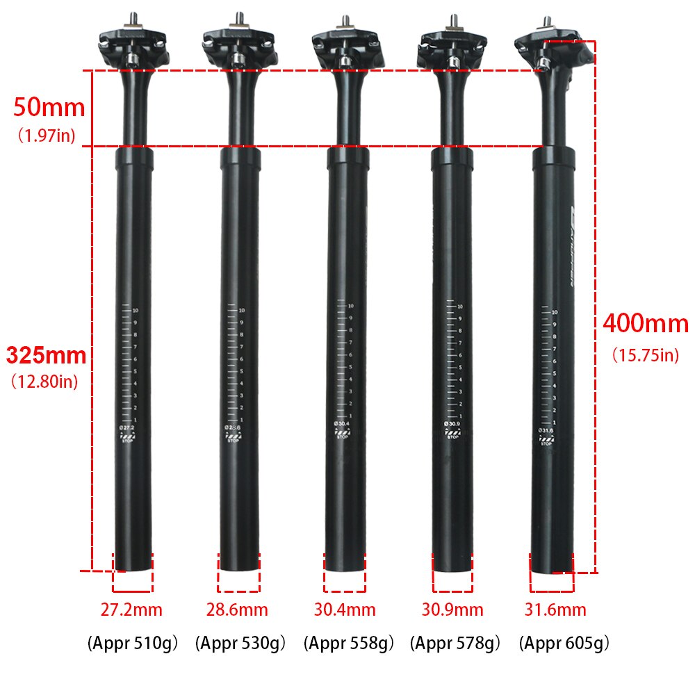 Bike Suspension Telescopic Seatpost 27.2 28.6 30 30.4 30.9 31.6 33.9 Bicycle Shock Absorber Adjustable Seat Post Bike Saddle Rod