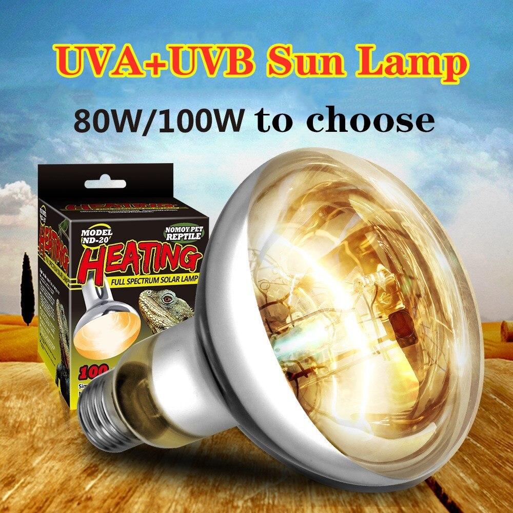 Reptile 80/100W UVA UVB Sun Lamp High Intensity Self-Ballasted Heat Basking Lamp/Light/Bulb for Amphibian