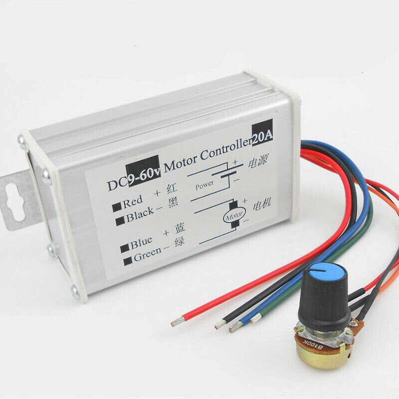 Dc 9v-60v 20a 25 khz pwm motortoerentalregelaar gouverneur regelaar schakelaar 12v 24v 36v 48v