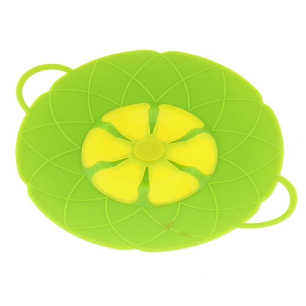 Nueva multifunción herramientas de la cocina utensilios de cocina con forma de flor partes silicona verde hervir derrame tapa tapón horno seguro para olla/Pan cubierta 10"