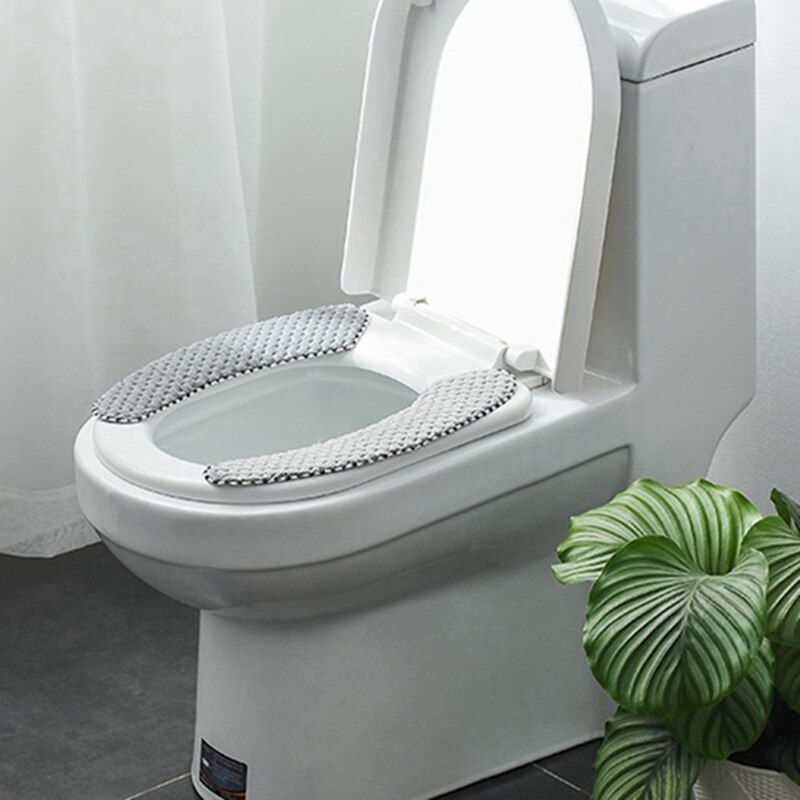 Universal vintertyk toiletsæde ring toiletdæksel vaskbart toilet klistermærke badeværelse tilbehør toiletmåtte: Grå
