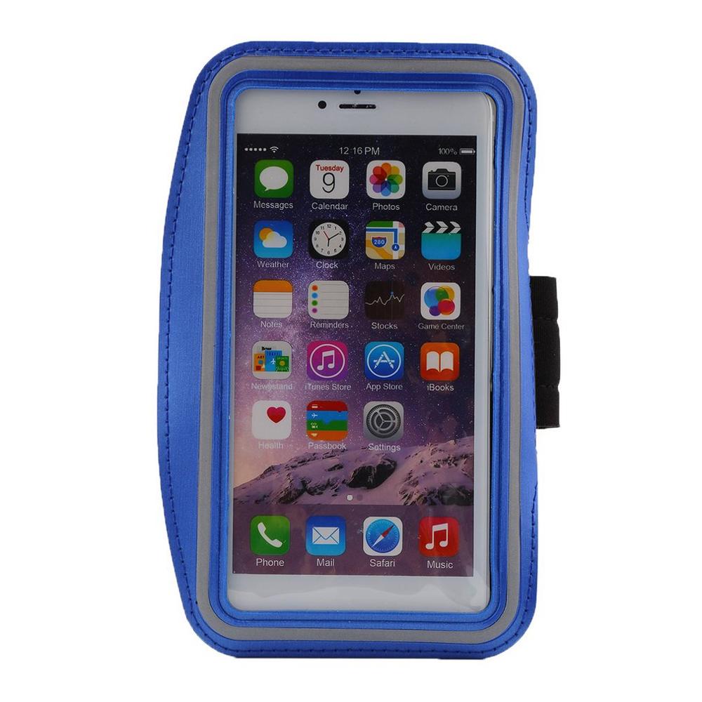 Waterdichte hardloop-jogging-sport-neopreen armband hoes met reflecterende strip voor iphone 6 plusarm heren anti-klop: Blauw