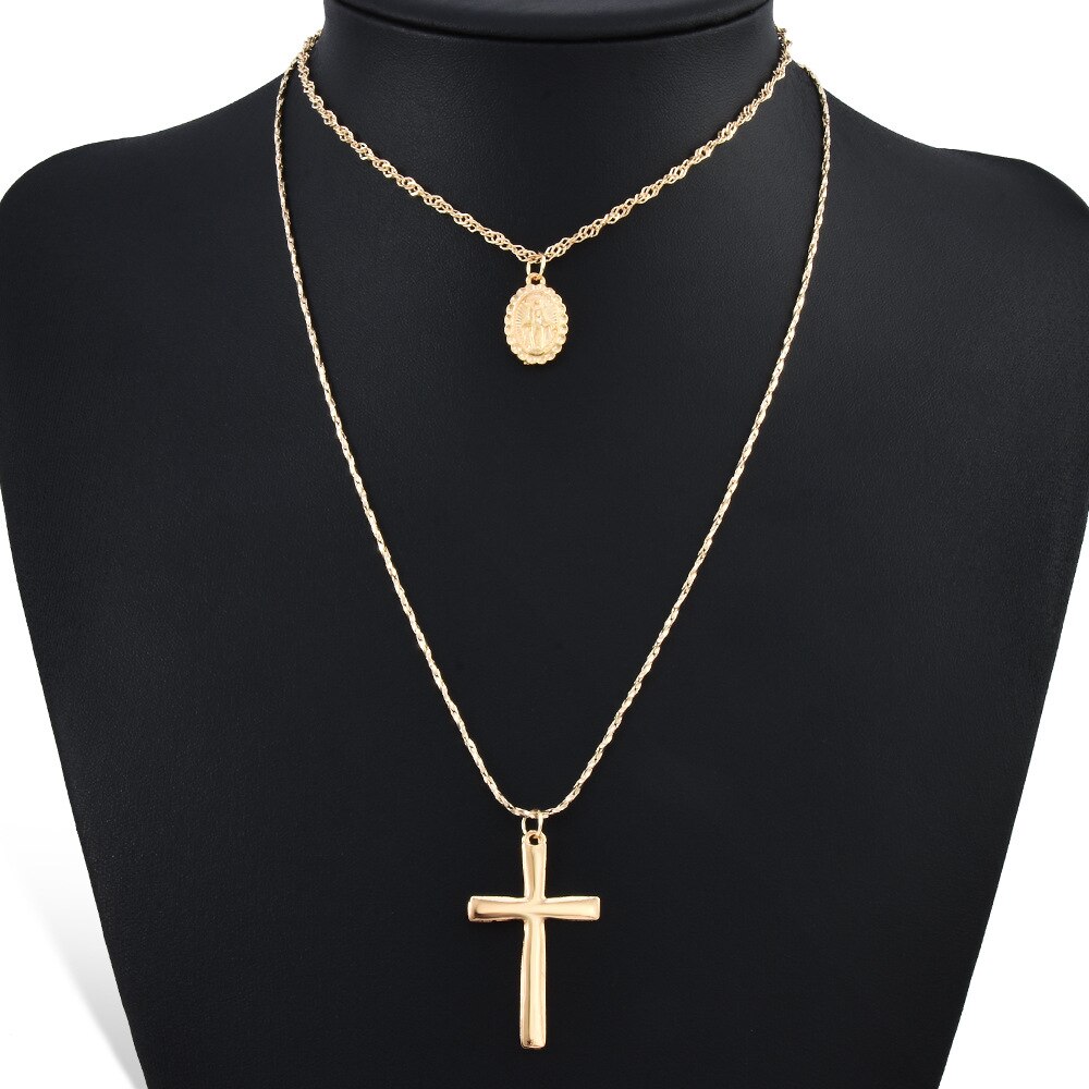 Jesus Cross-Hanger Ketting Gouden Ketting Lange Ketting Voor Vrouwen Religieuze Christian Sieraden Rozenkrans Kralen Ketting Festival: 2