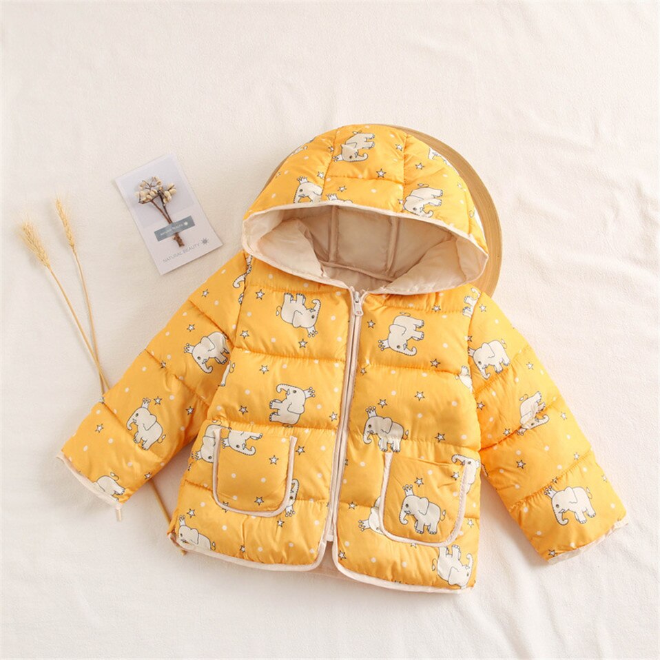 Barn vinterjacka för barn flickor silver guld svart pojkar casual huva kappa babykläder ytterkläder barn parka jacka snödräkt: Gul / 120cm