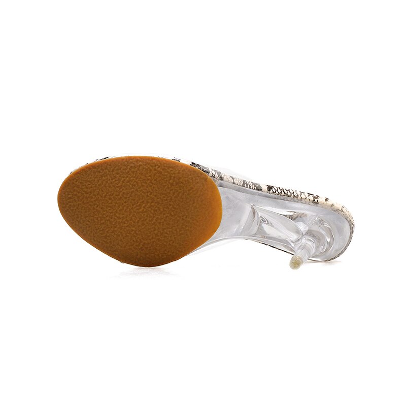 Kcenid serpentine crystal heel slides clear PVC transparent slippers women shoes peep toe wedge high heels mules pumps