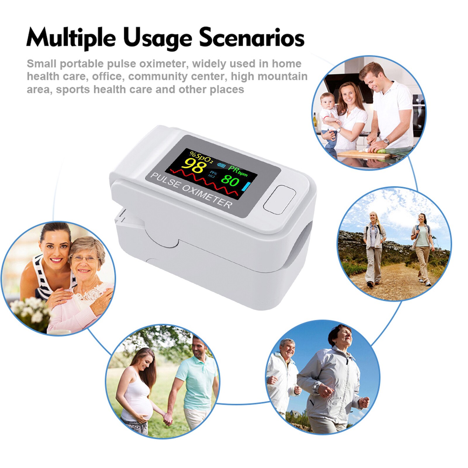 Digital fingertupp pulsoksymeter blod oksygen sensor metning lcd mini spo 2 monitor pulsfrekvensmåler meter pulsoksymetr