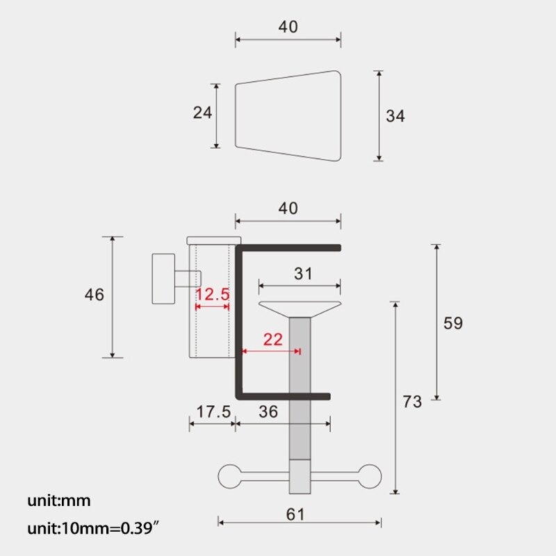 Universele C Vorm Tafel Mount Klem Voor Fittings Metalen Bureau Clip Slang Microfoon Stand Base Aluminium Mount Houder