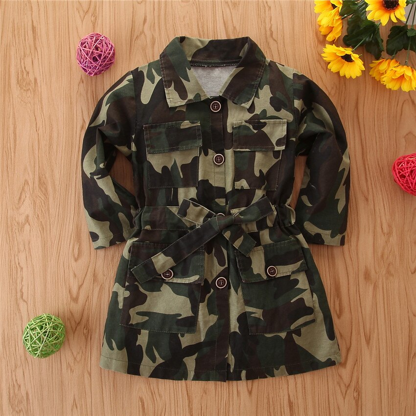 Baby mädchen oberbekleidung mädchen frühling und herbst modische Tarnung jacke Mitte-länge taille baumwolle jacke mädchen kleidung