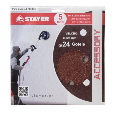 DISCO LIJA GOT VELCRO 225MM P/LIJAD GR 24 STAYER 5 PZ