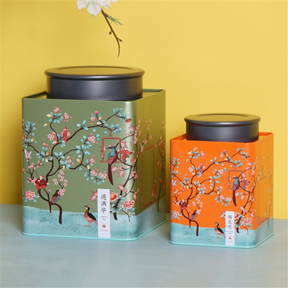 1pcs Metal Tea Tin Box Metal Tin Can Bucket Empty Tin Can Square Biscuit Tin Case Candle Tin Containers Tin Caddy Storage