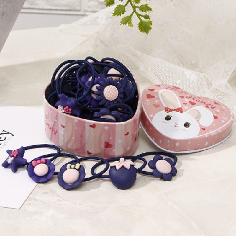 20 teile/los Mädchen Kawaii Elastische Haar Bands Headwear Scrunchies Gummibänder Stirnbänder Haar Zubehör Neue Geboren Baby Haar Band: pink box blue