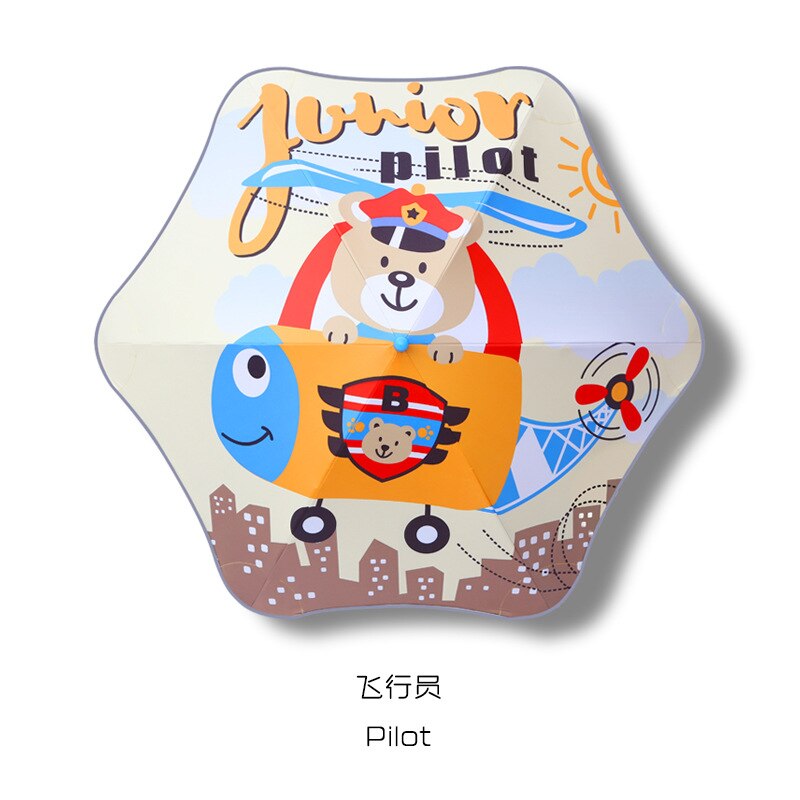 Cute Cartoon Children Umbrella with Night Reflective Strips Long-handle Kids Umbrella for School: Style 4