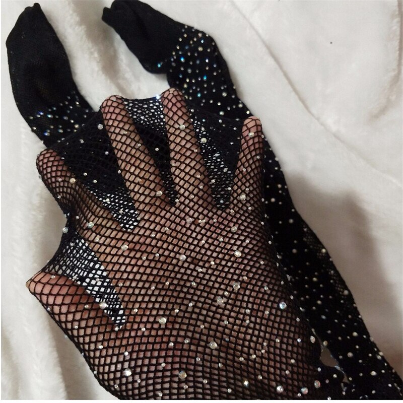 Småbarn barn flickor barn mesh nät nät strumpbyxor diamant strumpbyxor strass shine casual strumpor: A