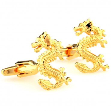 Boutons de manchette Dragon couleur or,