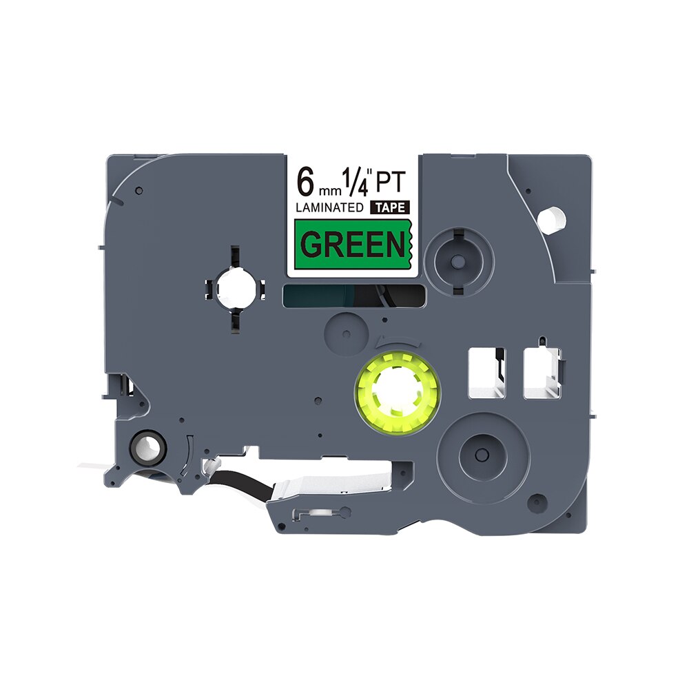 1PCS PUTY 6mm Black On White TZe-211 tz211 TZ-211 label tapes compatible for PT200 1000 D210 H110 E110 P-Touch label printers: Black-Green