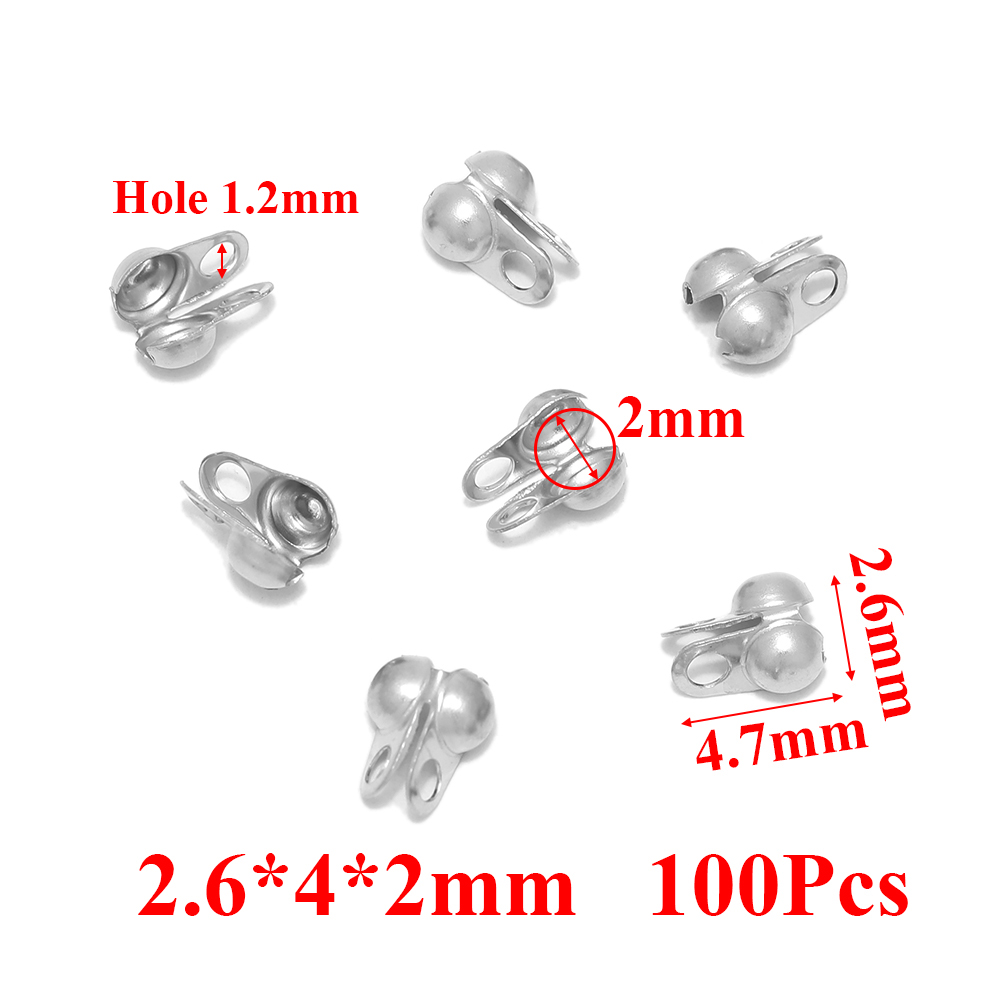50–100 Stück Gold passend zu Edelstahl Kugelkette Calotte Crimps Perlen Verbinder Endverschlüsse für DIY Armbinde Halskette Herstellung: Violett