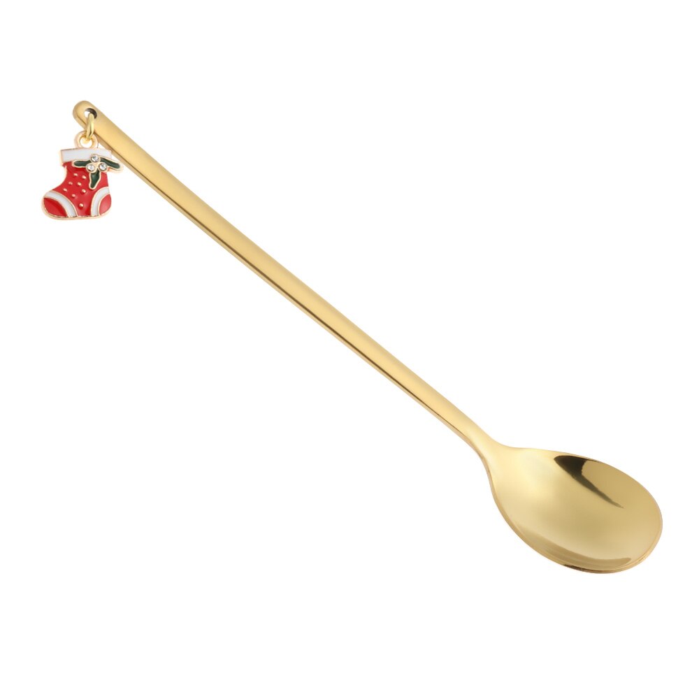 1 pc julsked bordsartiklar rostfritt sked år festbord ornament guldmjölk kaffesked hemdekorationer: 4