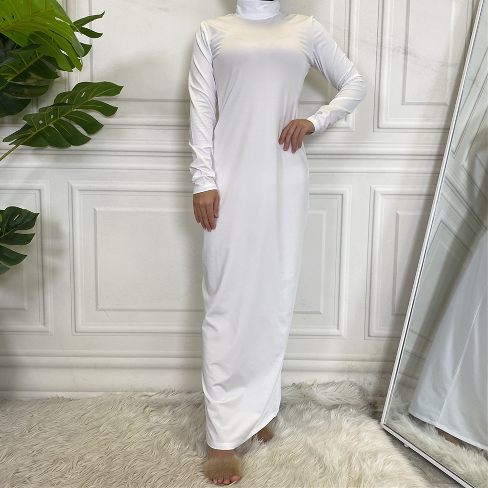 Vestido Abaya modesto para mujer, Vestido informal con cuello de tortuga, Hijab, Vestido interior musulmán para mujer, Maxi bata caftán turco, ropa islámica: L / Oro