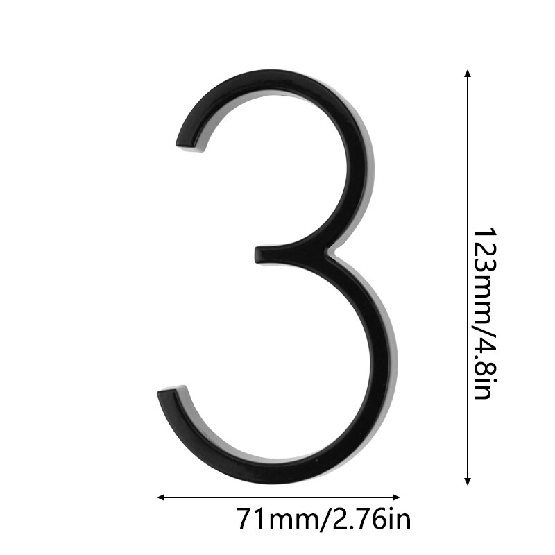 125mm Floating House Number Stone Letters Door Alphabet Numeros Casa Exterior Outdoor 4,87 in.Black Numbers Address Plaque: Number 3