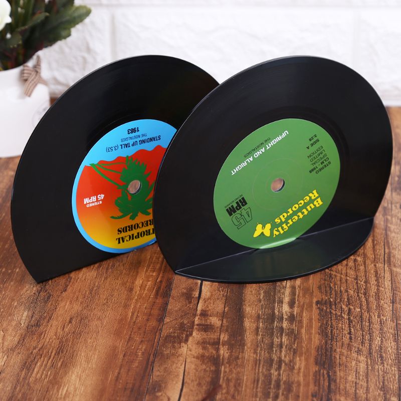 1 Paar Creatieve Record Vorm Boekensteunen Planken Organizer Desktop Houder Vintage Vinyl Record Boekensteun Stand Retro