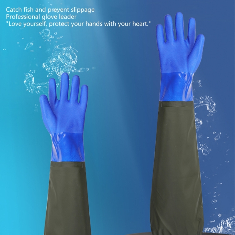 Long lasting Long Waterproof Rubber Gloves Pond Gloves Resistant Gloves for Dishwashing, Vehicle Cleaning