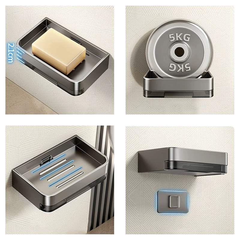 Métal Fer Porte-savon Sans perçage Porte-savon de salle de bain Avec eau de vidange Mur Porte-savon Organisateur Accessoires de salle de bain